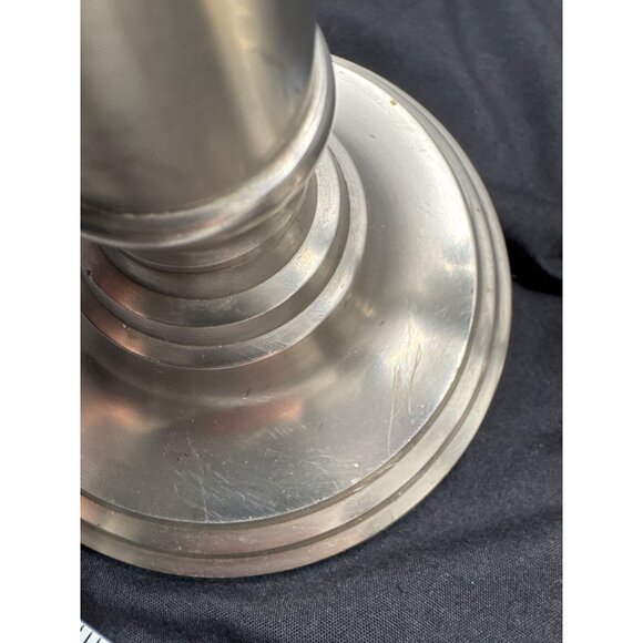 Vintage MCM Candlestick Brushed Holders 8" Set Of 2 Black Felted Bottoms - Picture 6 of 8